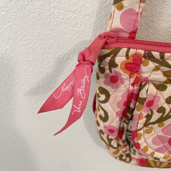 Vera Bradley Lizzy Crossbody Bag Purse Retired Folkloric Pattern Pink Cream - Picture 5 of 10